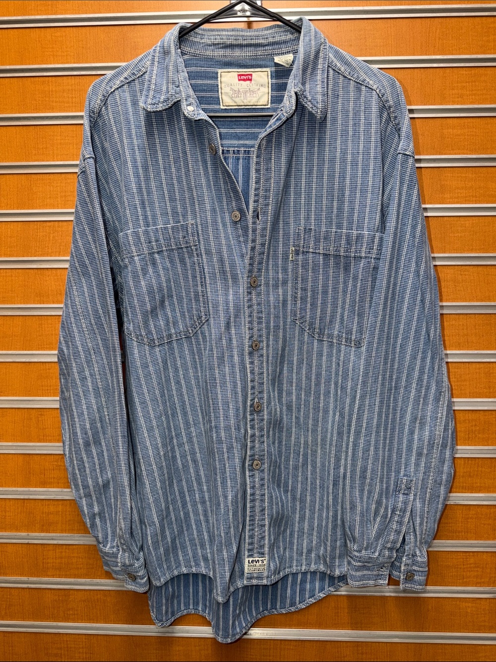 VintageLevi's Light Blue Striped Denim Shirt